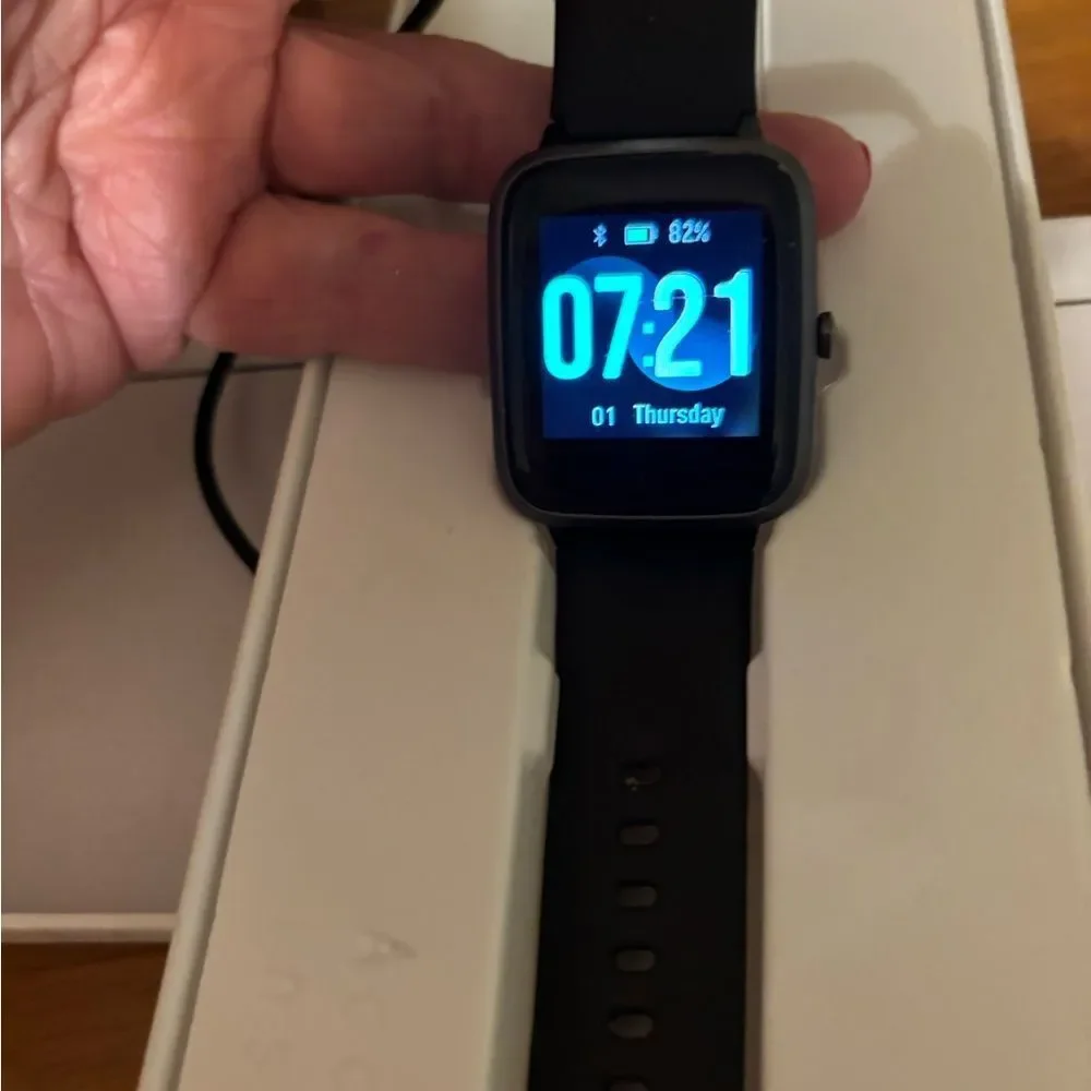 Sleek Black Smartwatch with Digital Display